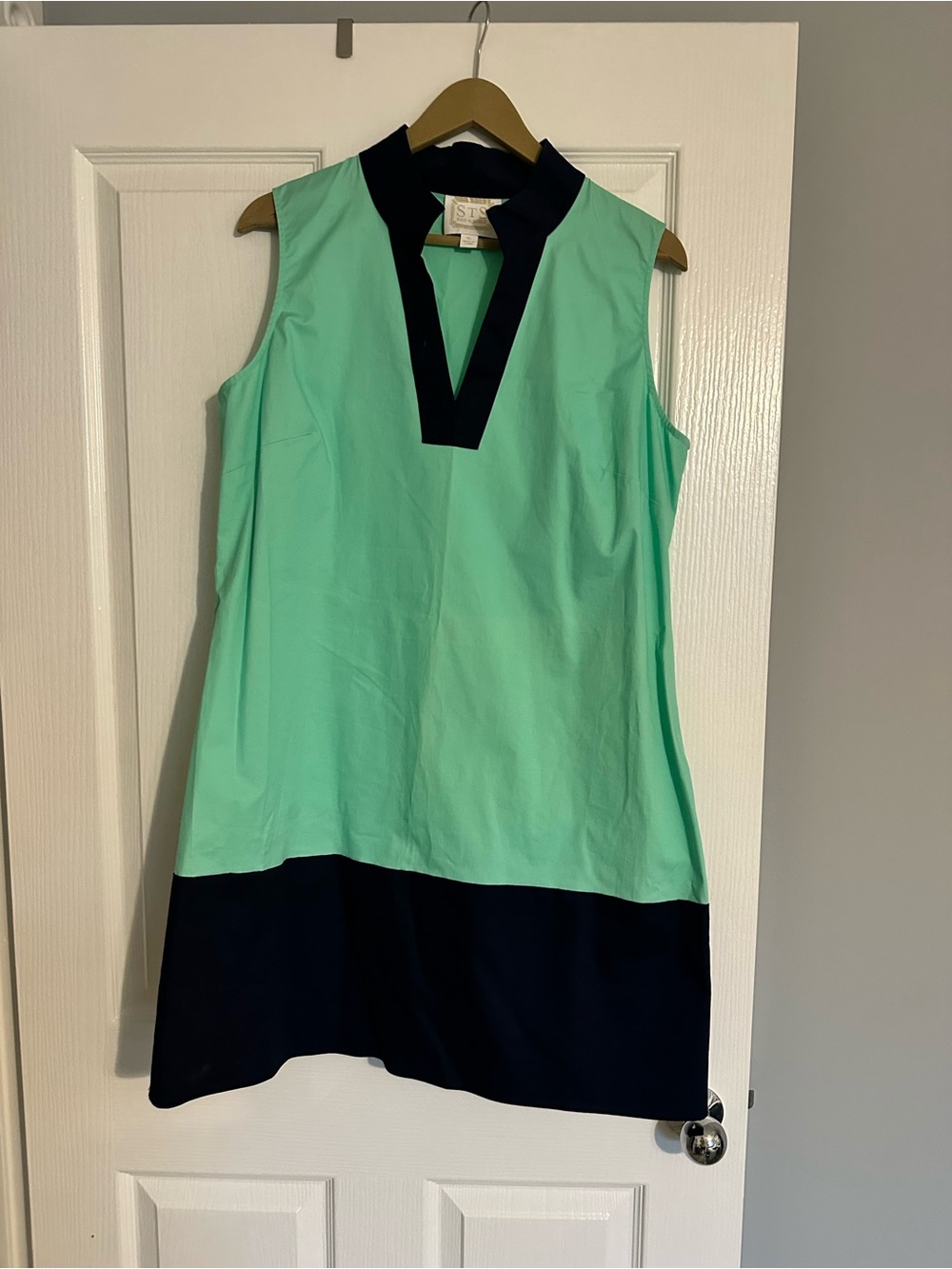 Sail to Sable Mint Green and Black Sleeveless V-Neck Shift Dress